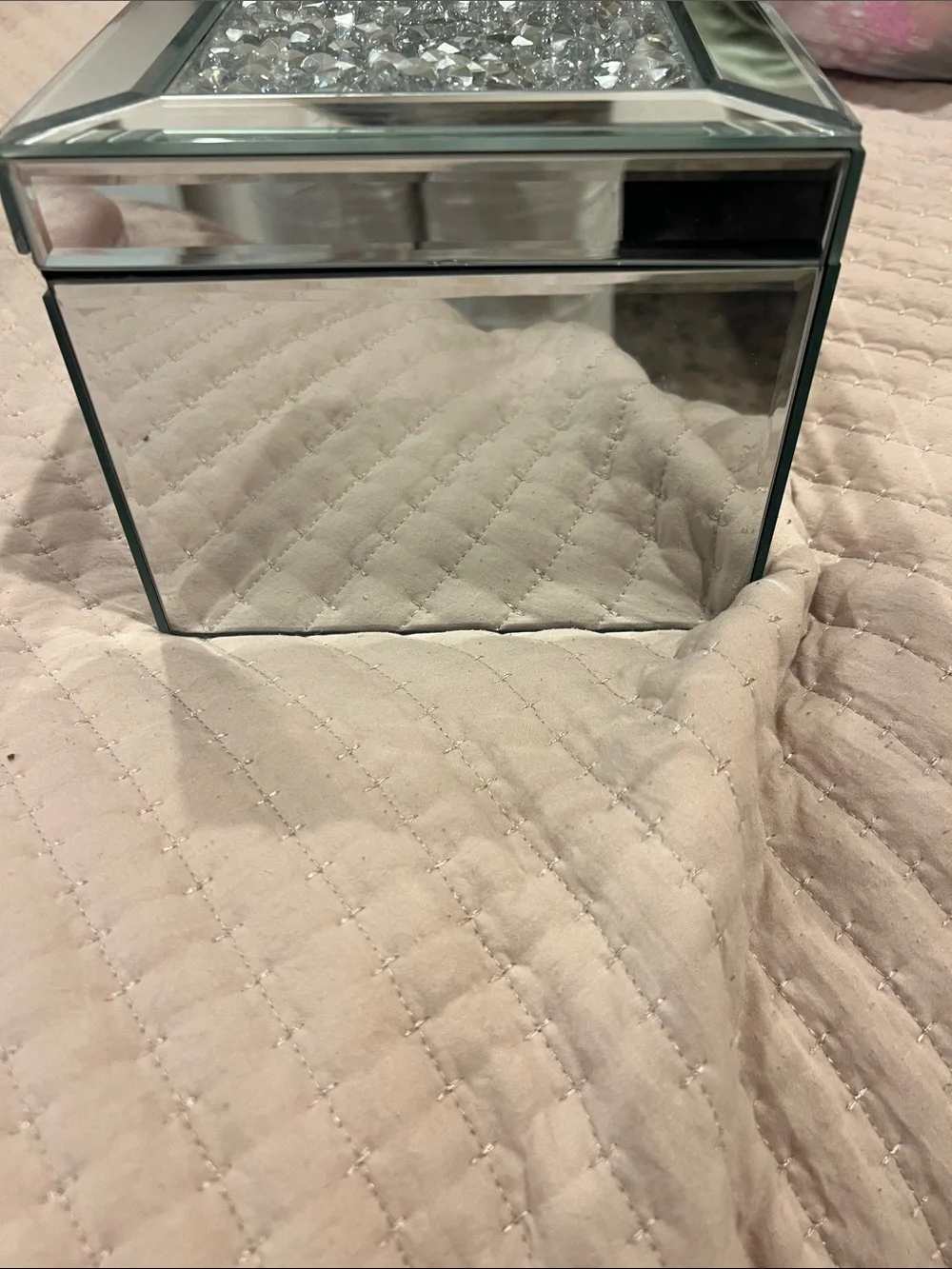 Z Gallerie Mirrored Decorative Jewelry Box with Crystal Accent - Silver